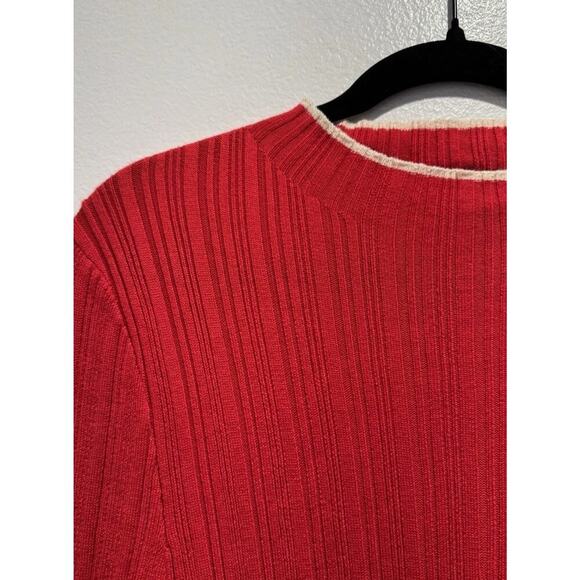 BDG Urban Outfitters Large Red Ribbed Kiara Mock Neck Long Sleeve Top Open Back - Picture 3 of 11